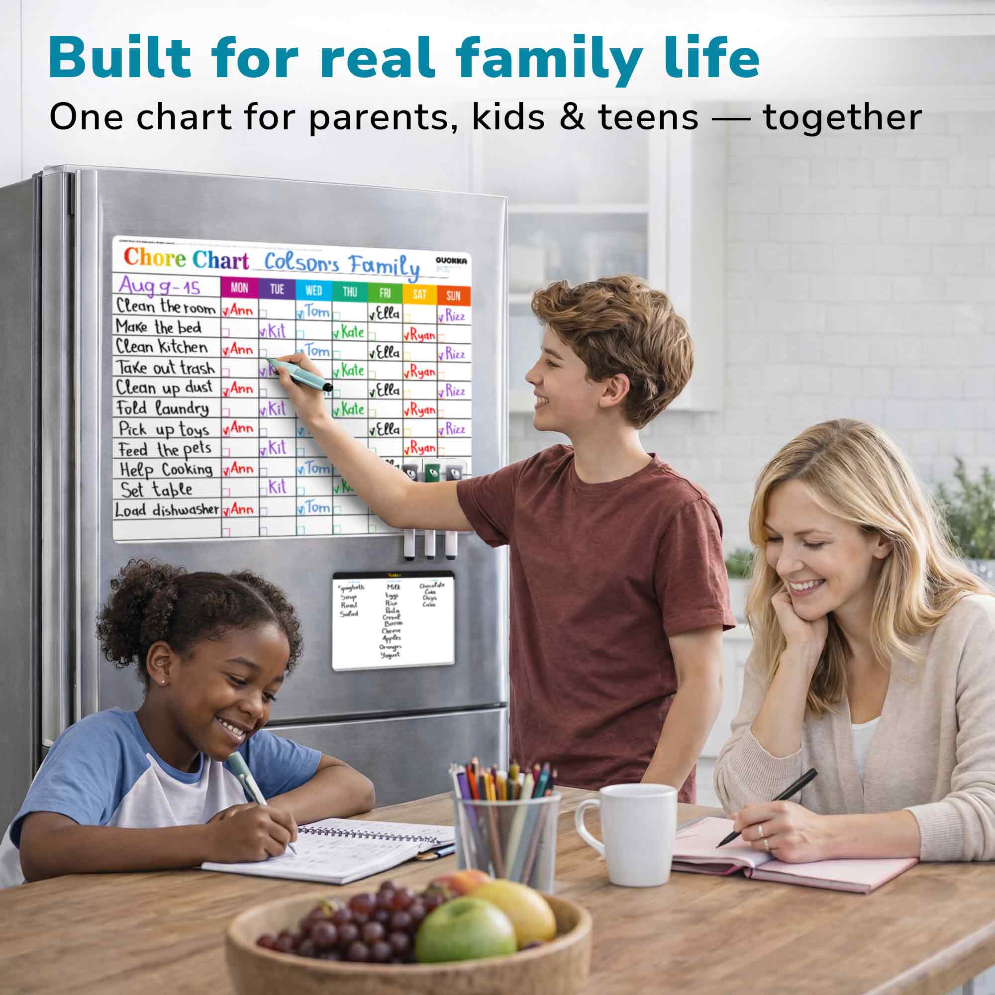 Weekly Magnetic Chore Chart for Kids at Home with Markers