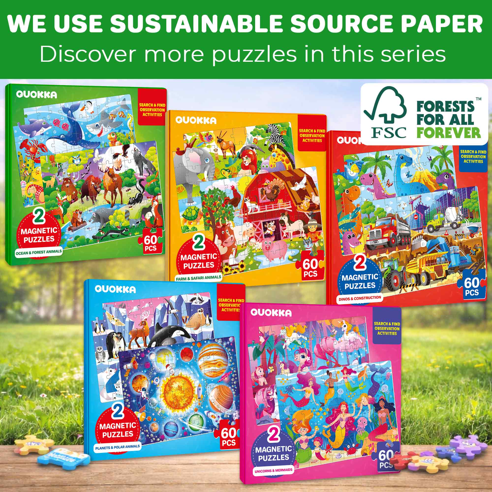 Magnetic Puzzle 2x60 Pcs Puzzles for Kids - Farm & Africa