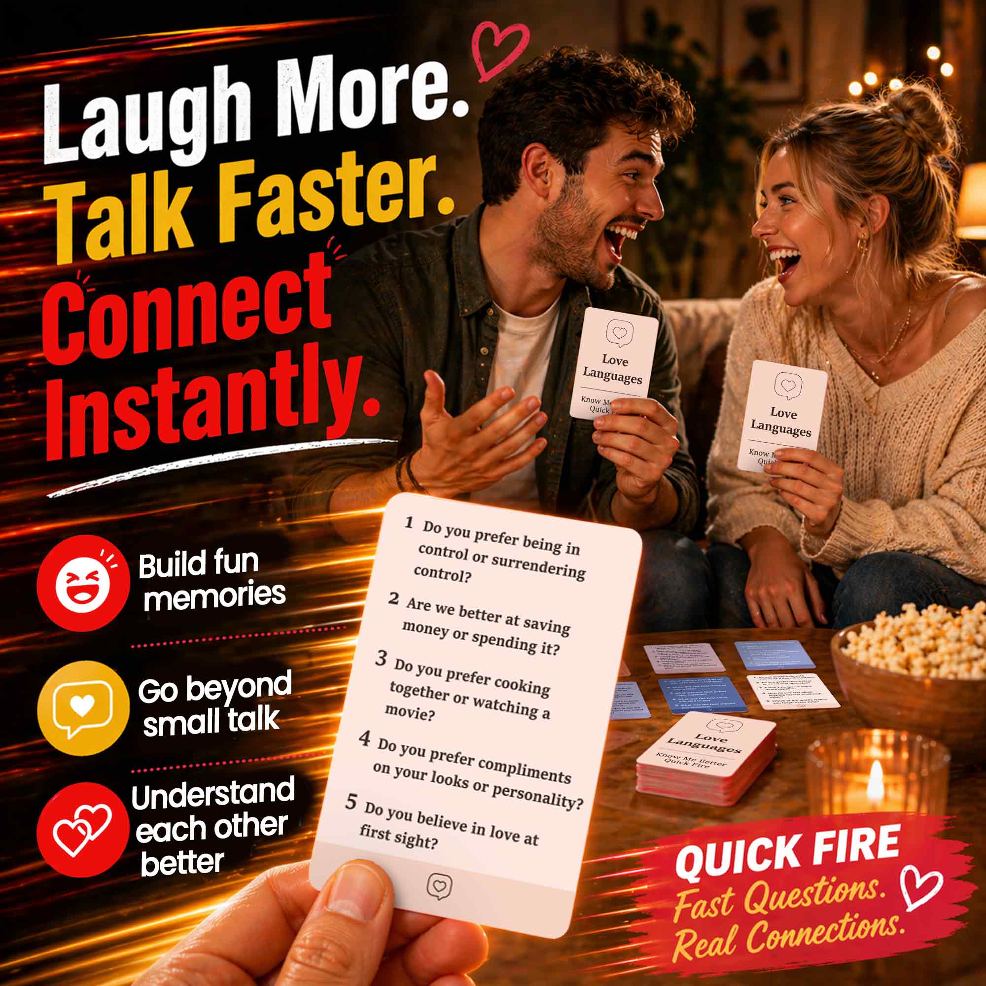 Couples Card Game Quick Fire – Date Night Conversation Starter