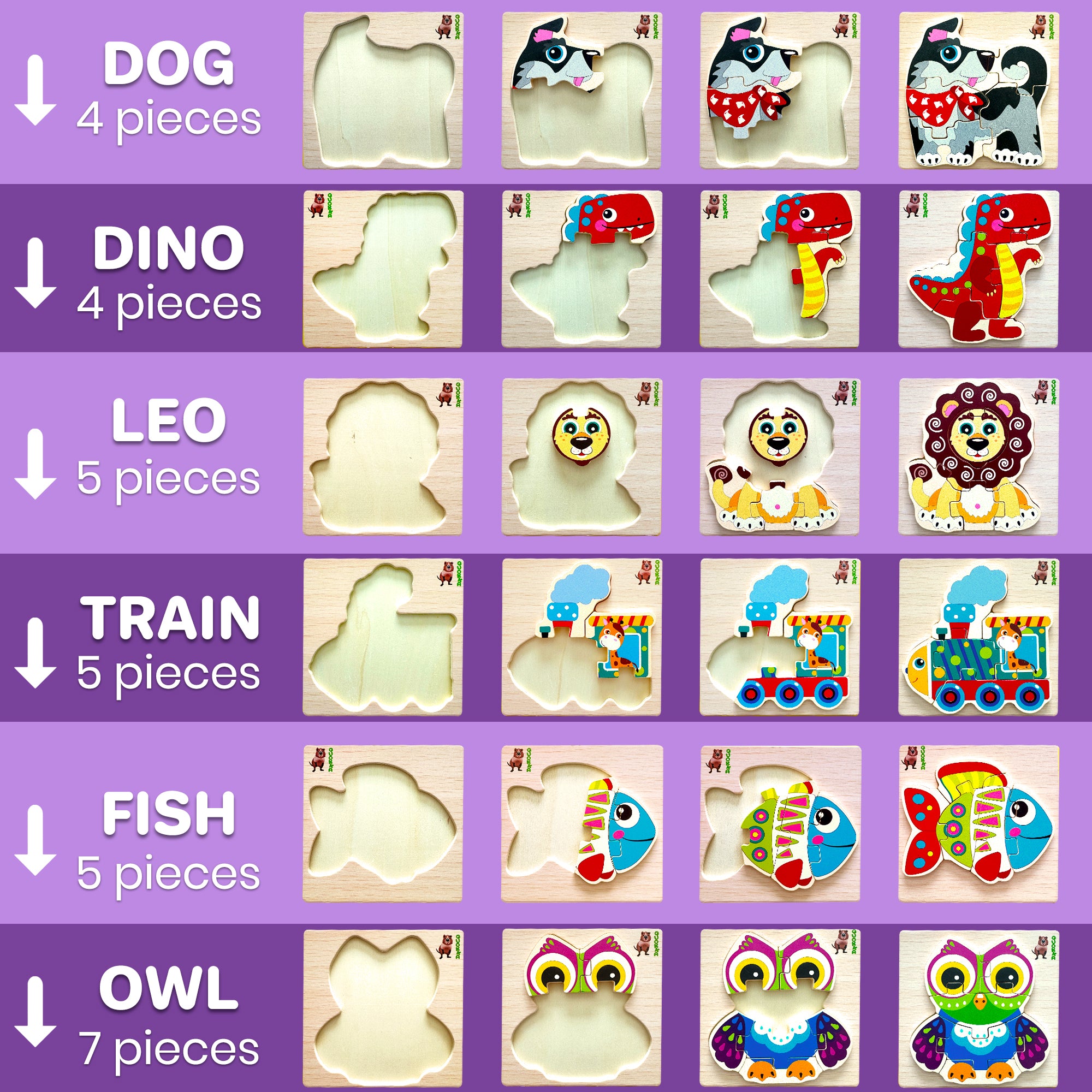 Wooden Puzzle for Toddlers Unique Shapes | Animal