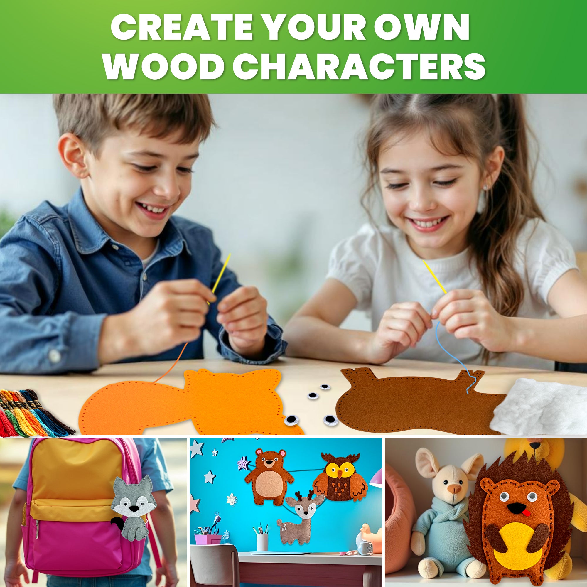 QUOKKA Craft Kits for Kids - 12 Forest Animals Sewing Kit Basic