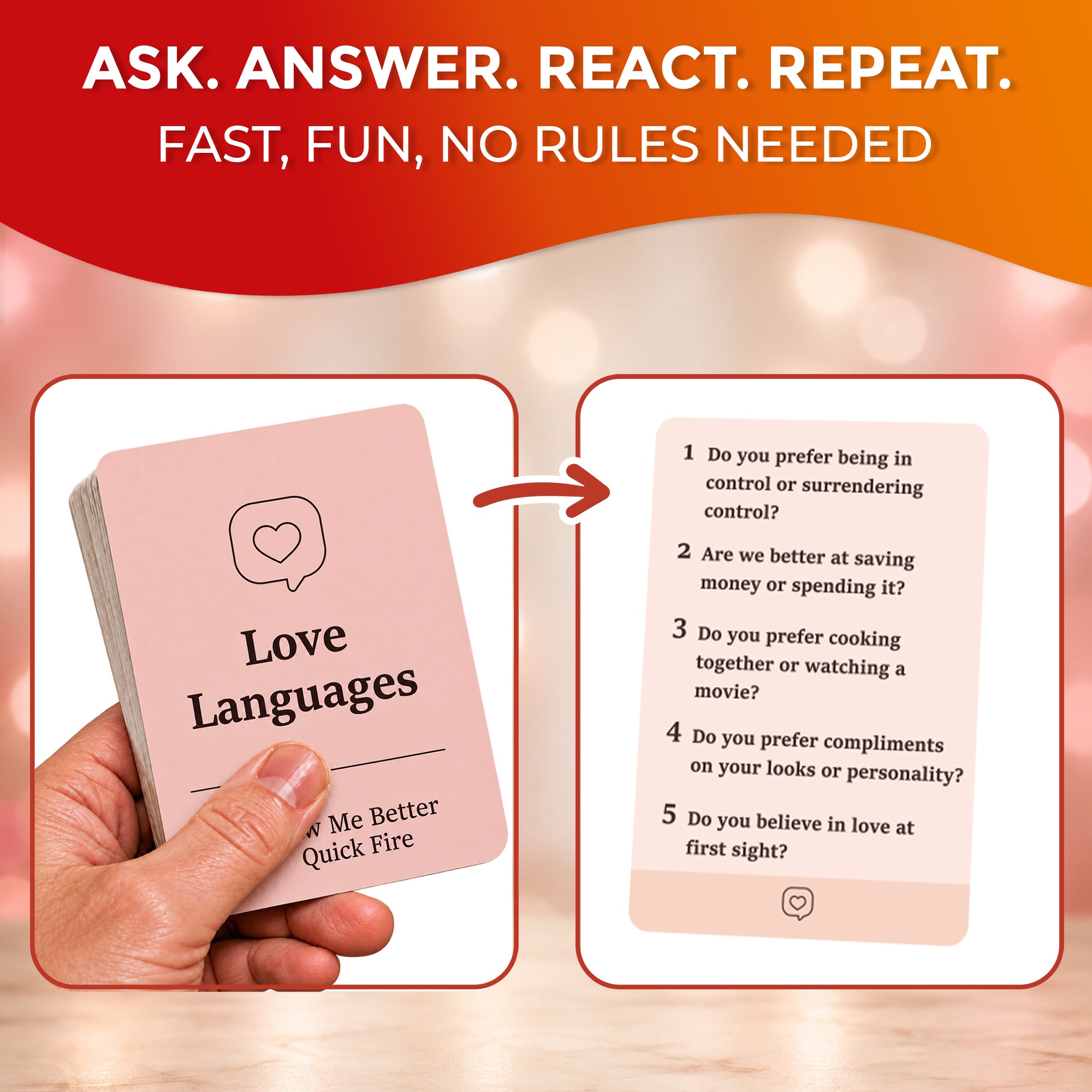 Couples Card Game Quick Fire – Date Night Conversation Starter