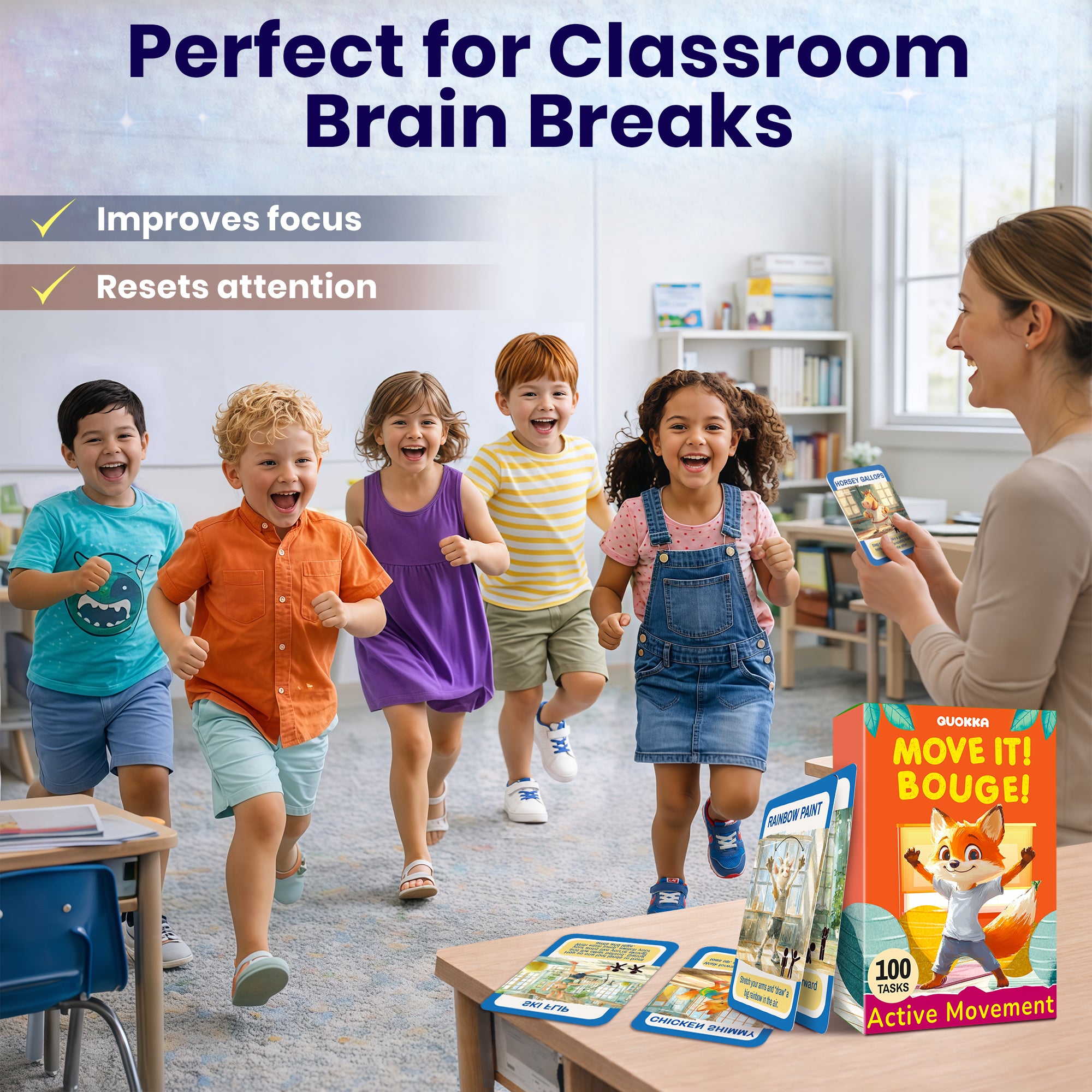 Active Movement Game for Kids  – 50 Animal-Themed Exercise Cards
