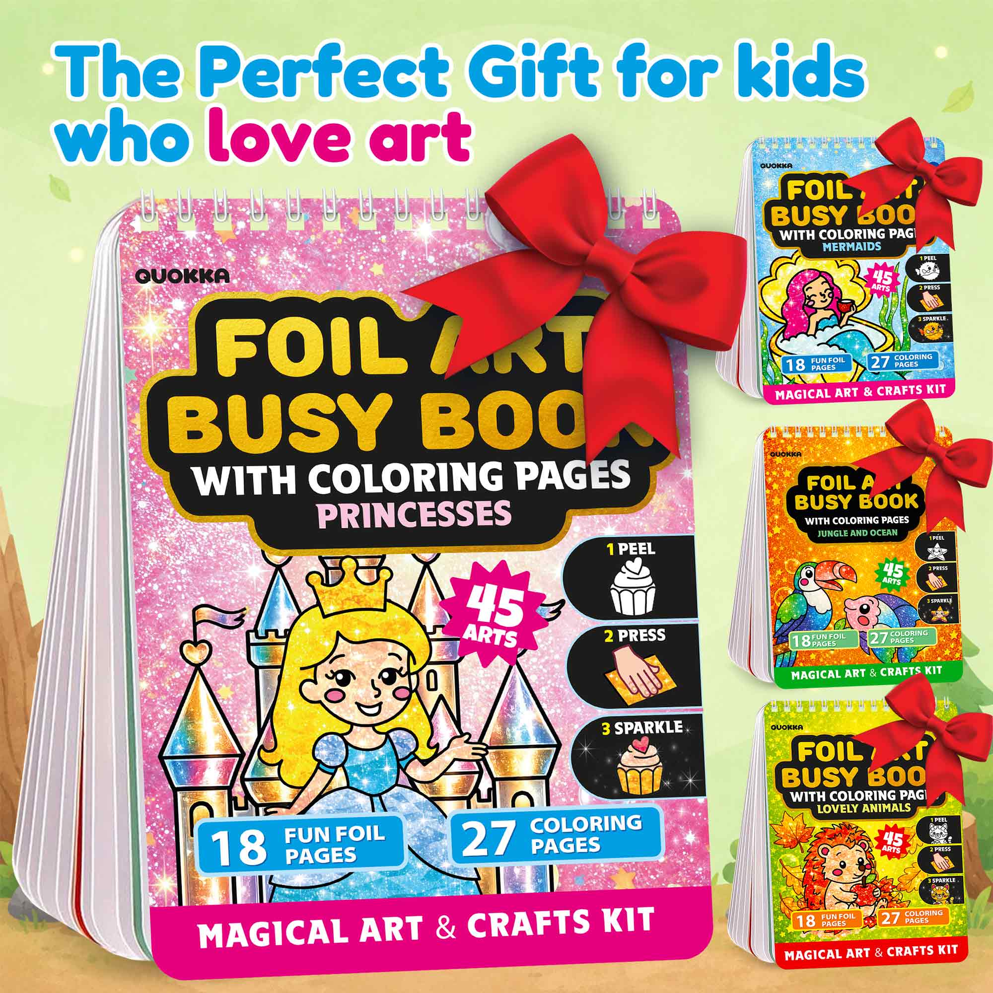 Foil Art Crafts Activity Book with Coloring Pages for Kids Princesses