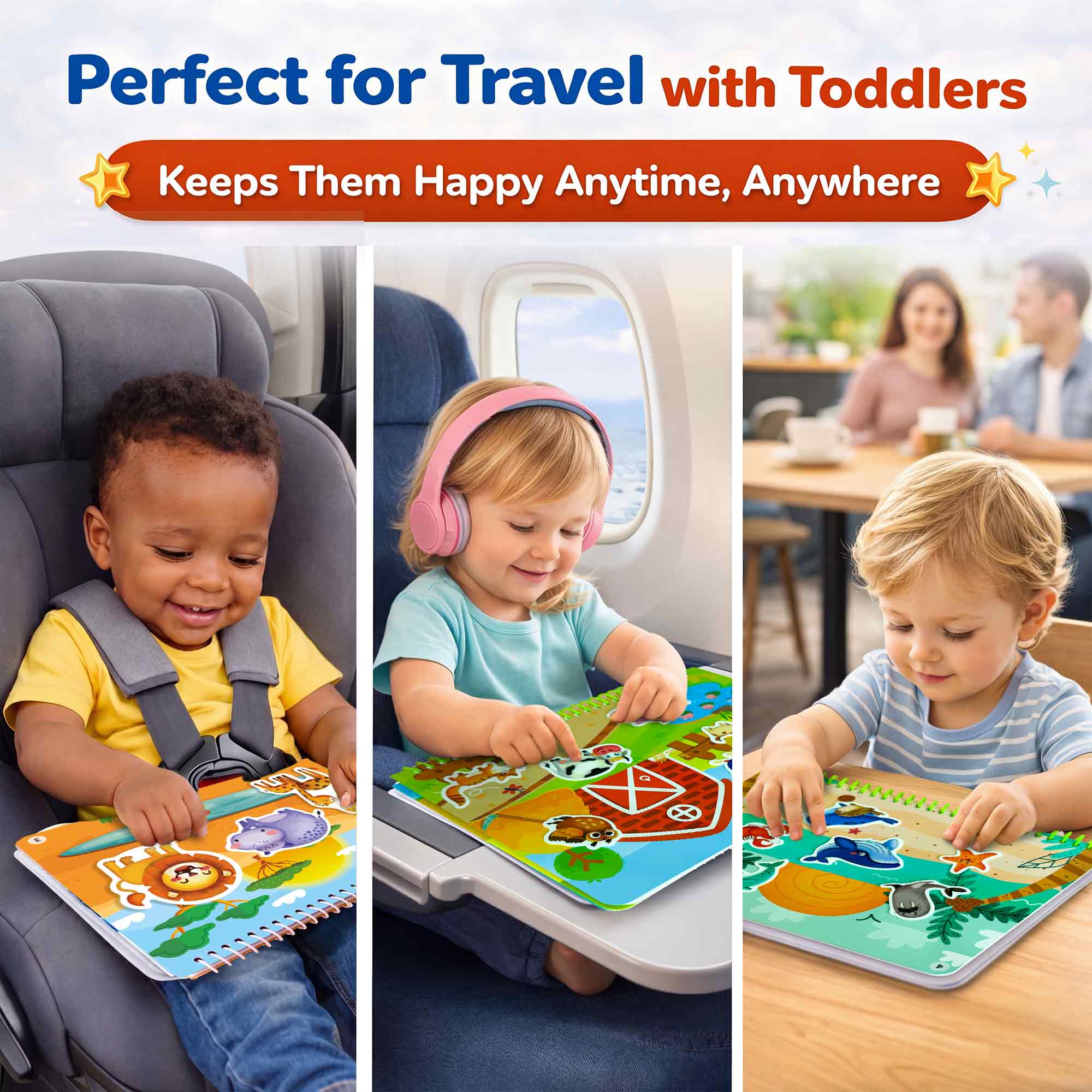 Jelly Sticker Books for Toddlers - Reusable Animal Topics