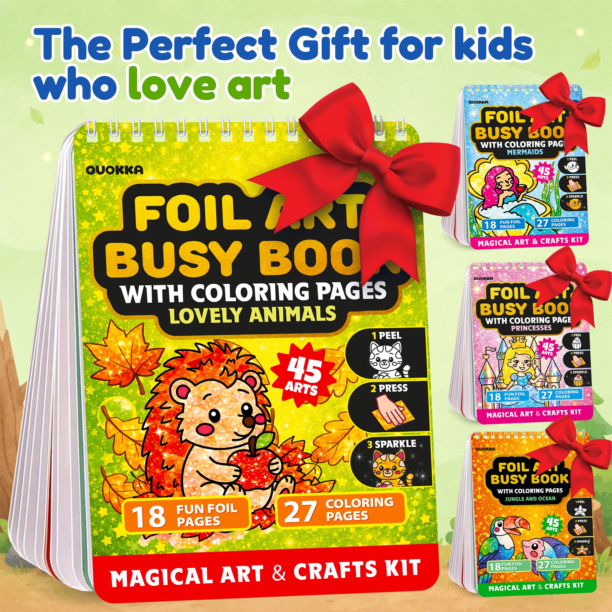 Foil Art Crafts Activity Book with Coloring Pages for Kids Animals