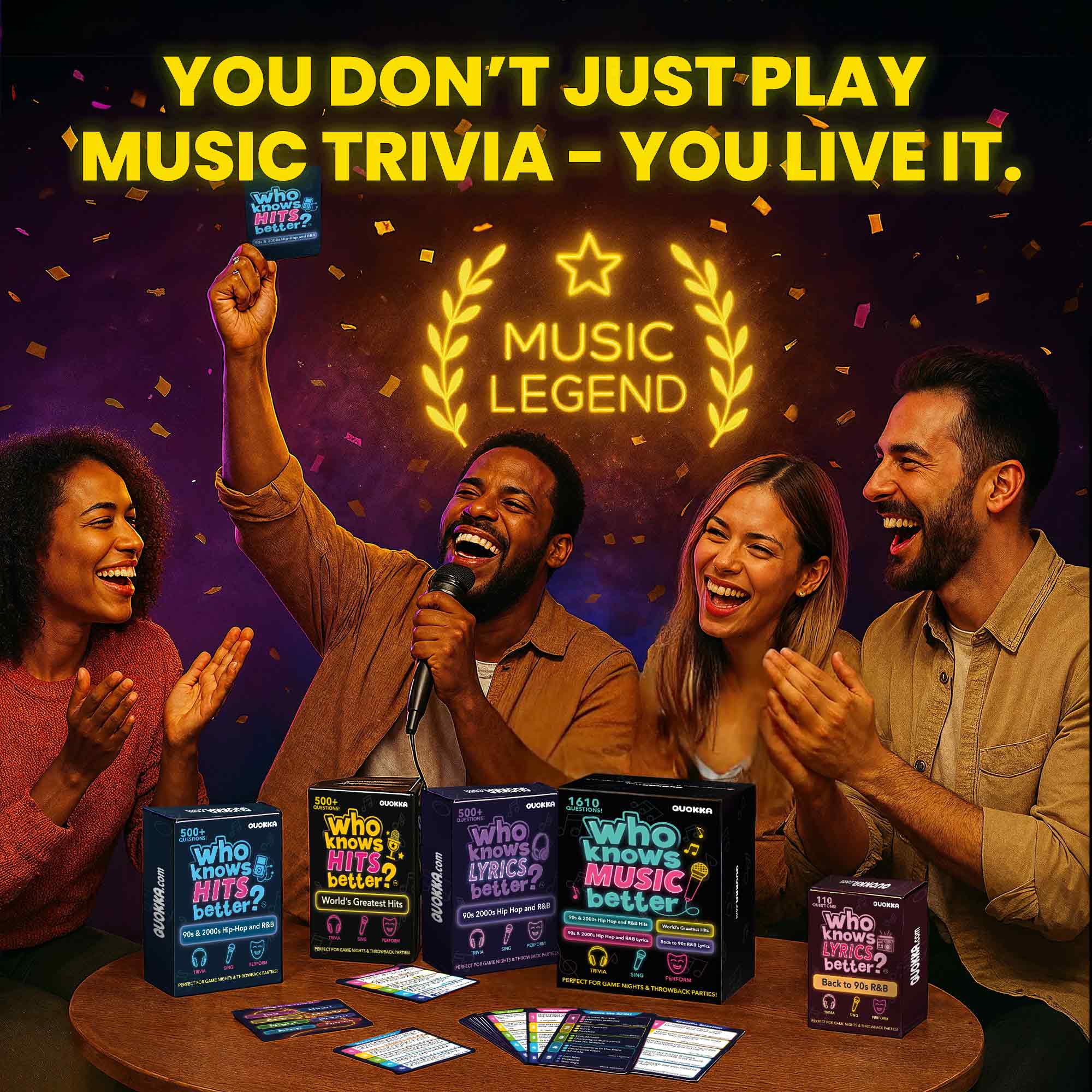 4 Pack Trivia Card Game Who Knows Music Better?