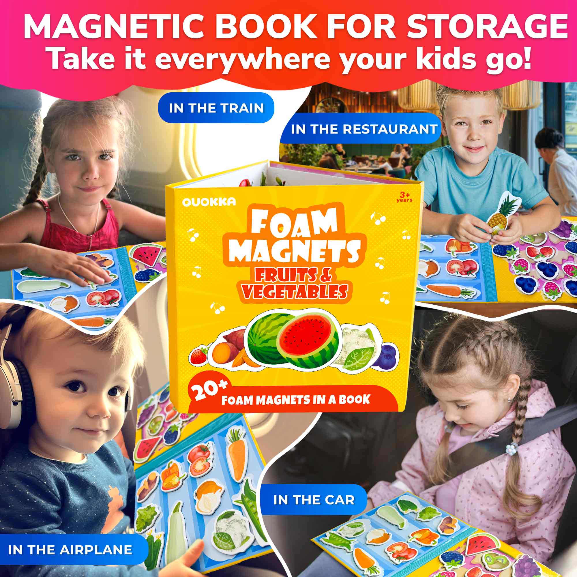 Travel Magnetic Book 20+Pcs for Kids | Fruits