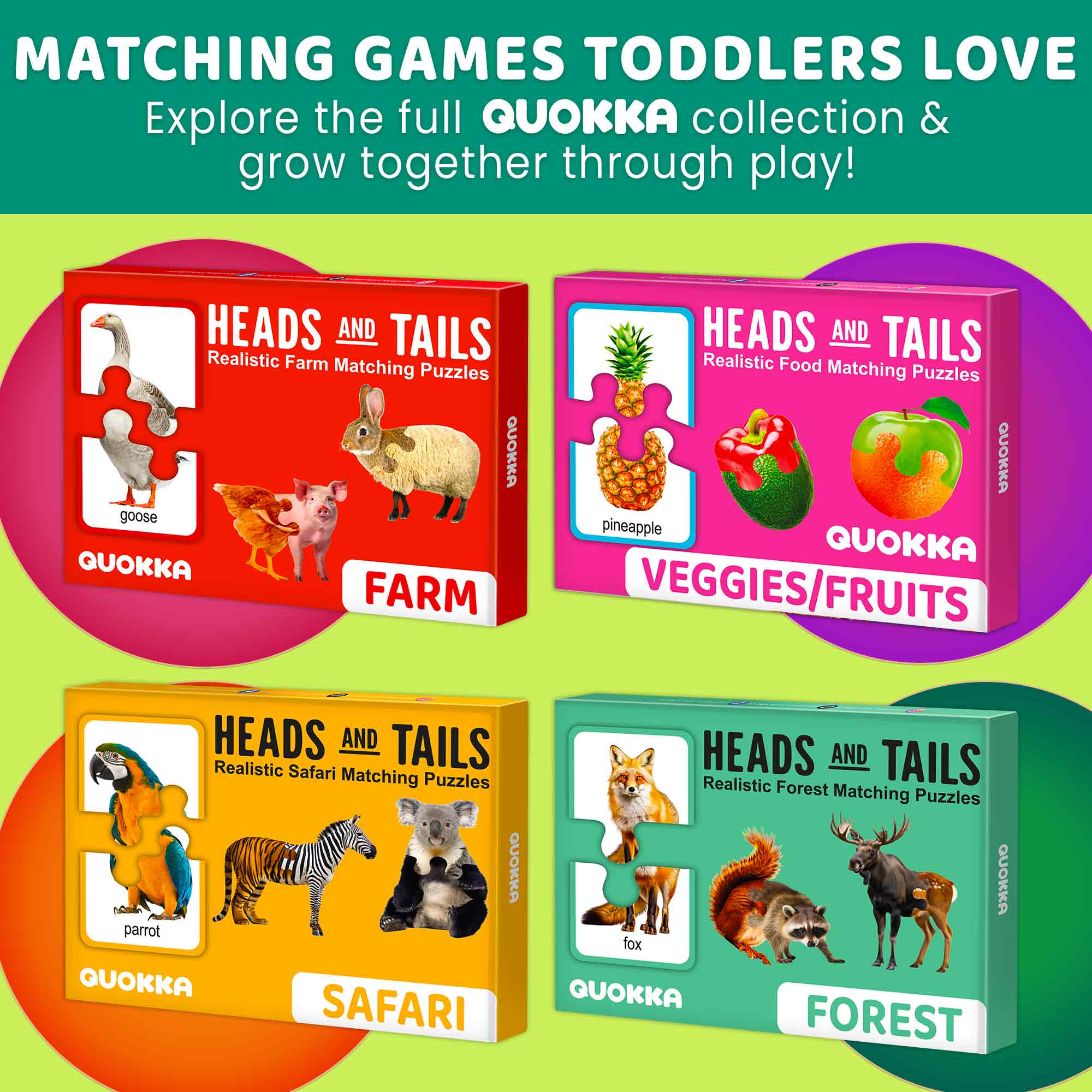 Matching Puzzle for Toddlers - 16 Realistic Pairs Farm Animals