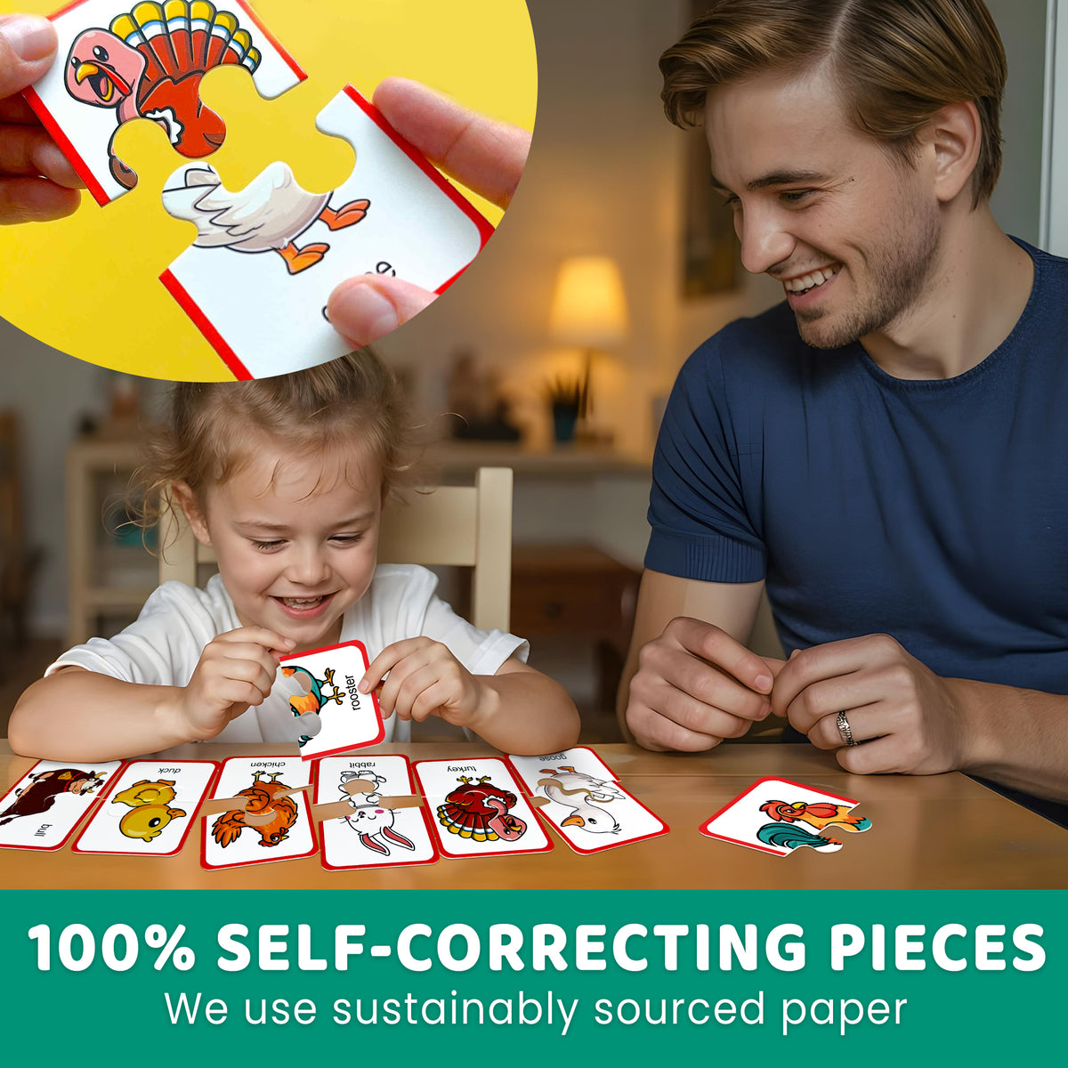 4 Set Matching Puzzle for Toddlers -  Animals & Fruit