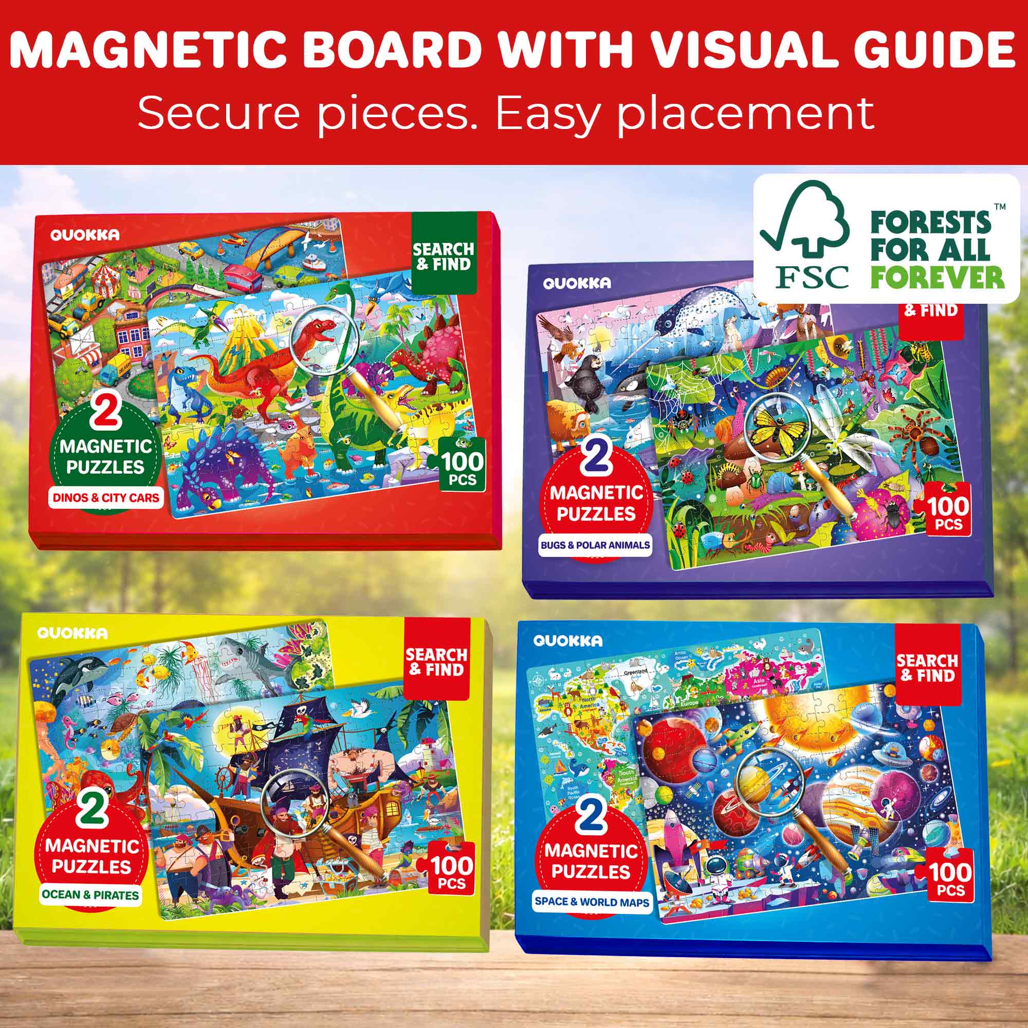 Magnetic Puzzle 2x100 Pcs Puzzles for Kids - Ocean & Pirates