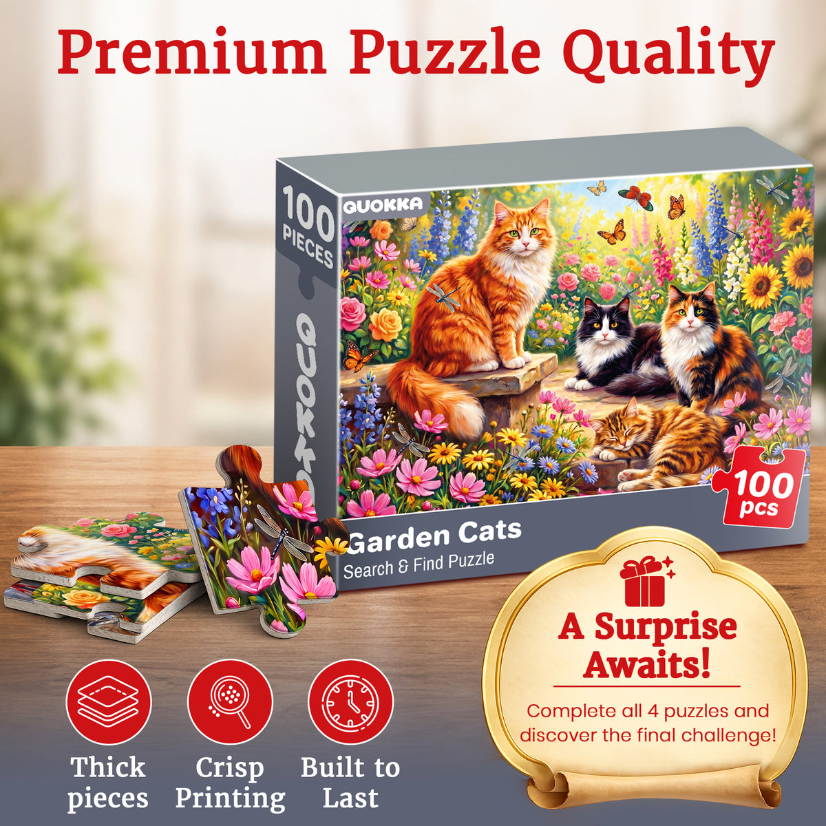 100 Pcs Search & Find Dementia Puzzles for Elderly - Pet & Flowers