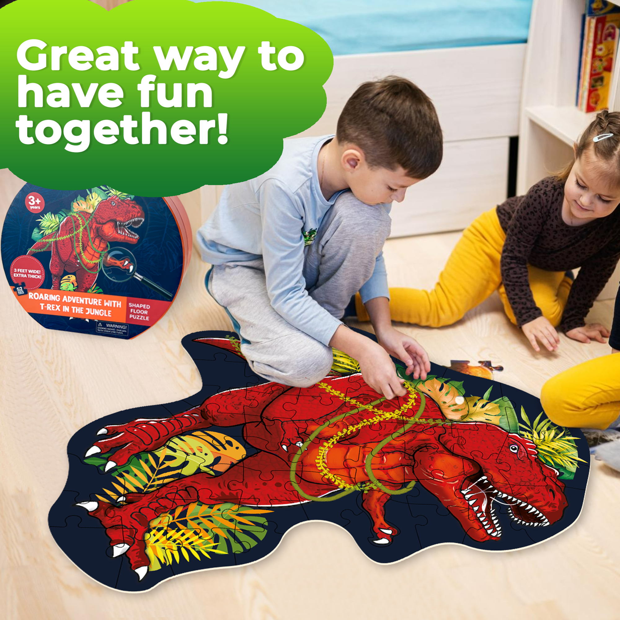 QUOKKA 2x3 FT Shaped Floor Puzzles T-REX