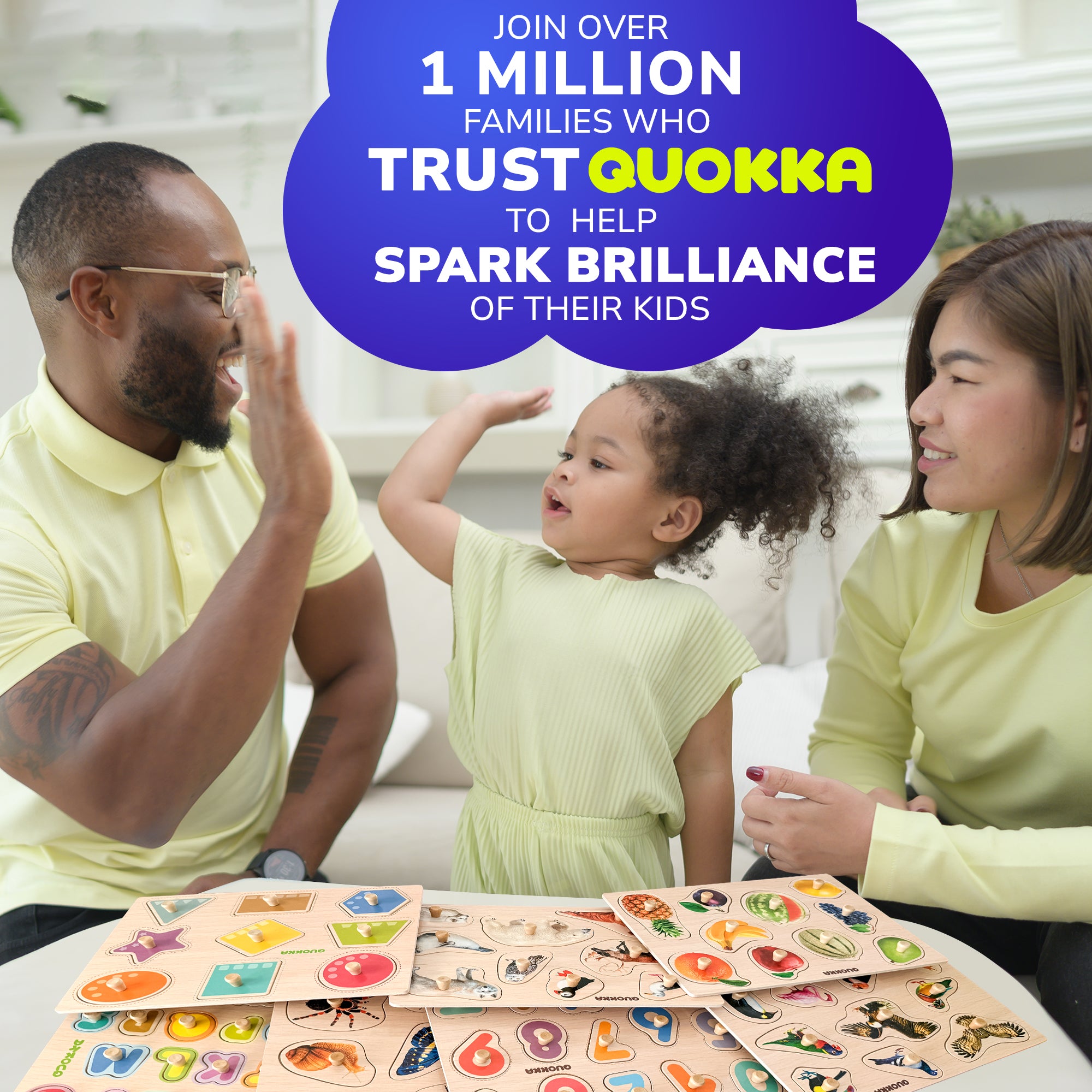 QUOKKA Wooden Puzzles for Toddlers | 8 Pack with Rack | Learning