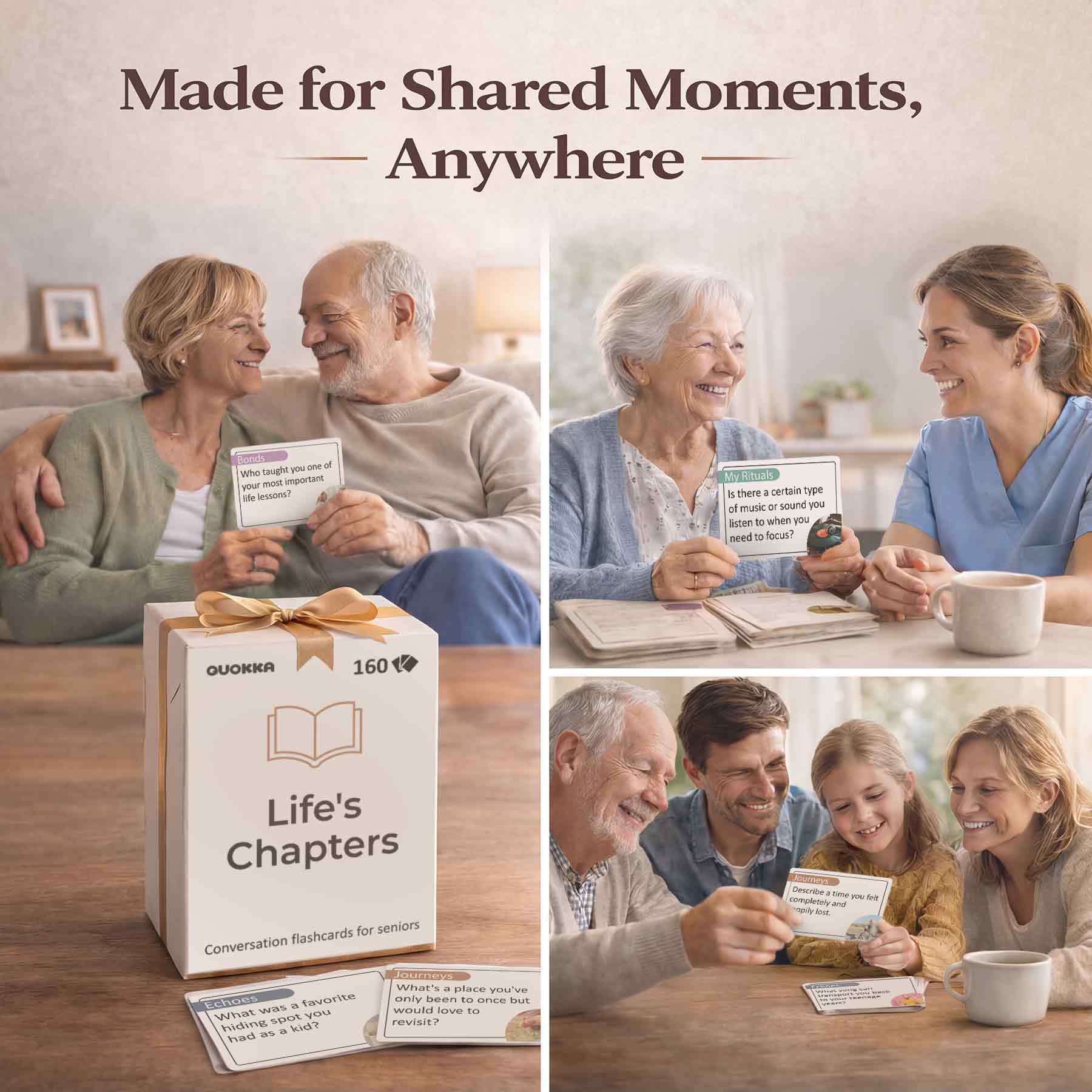 Conversation Cards for Seniors - 160 Large Print Prompts