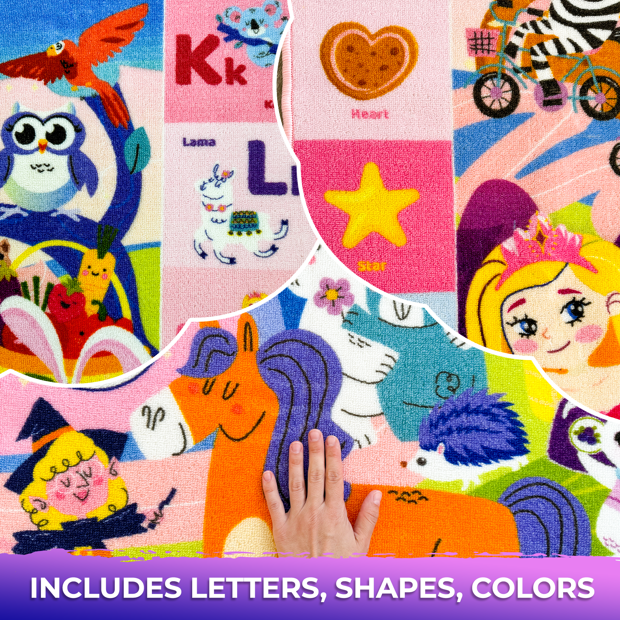 Small Classroom Girl Rug for Kids - 59x39 ABC Rugs for Playroom