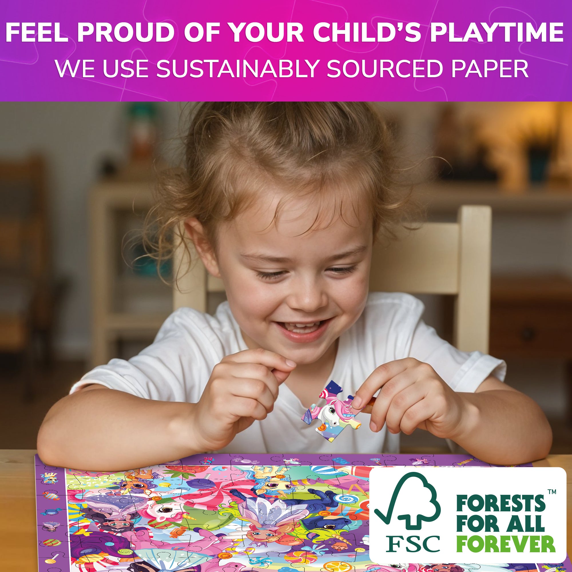 100 Pcs Puzzles for Kids | Unicorns, Amazonians