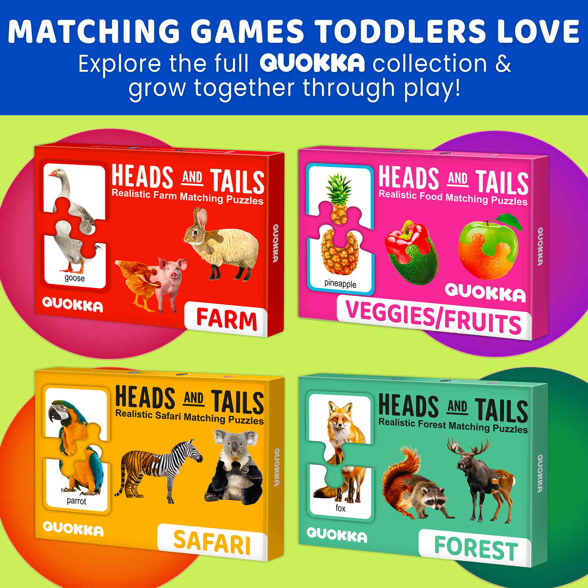 Matching Puzzle for Toddlers - 16 Realistic Pairs Wild Animals