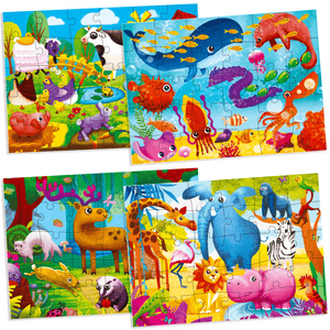 30 Piece Jigsaw Puzzles for Kids | Forest, Farm, Ocean & Africa Animals