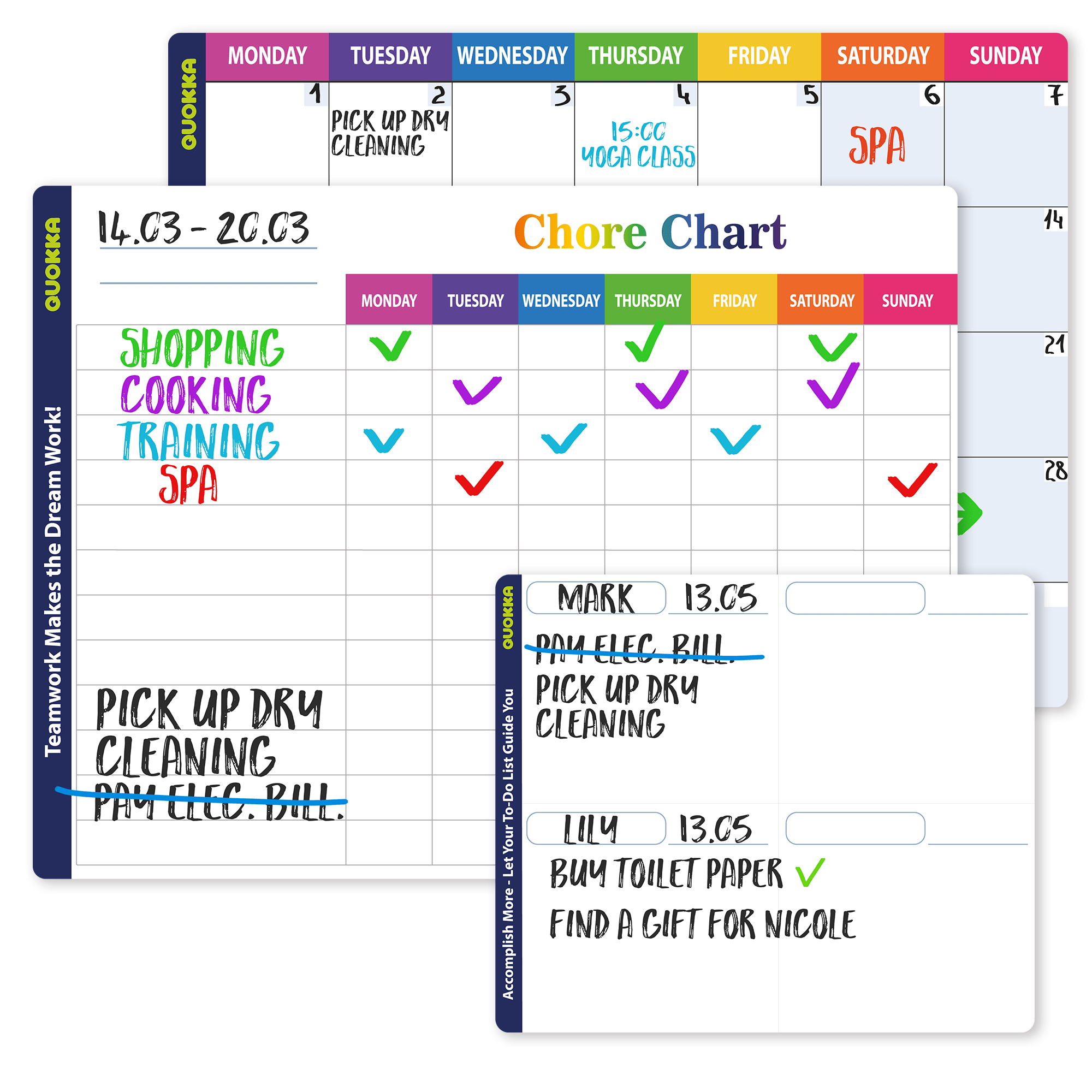 QUOKKA Magnetic Chore Chart for Adults and Multiple Kids