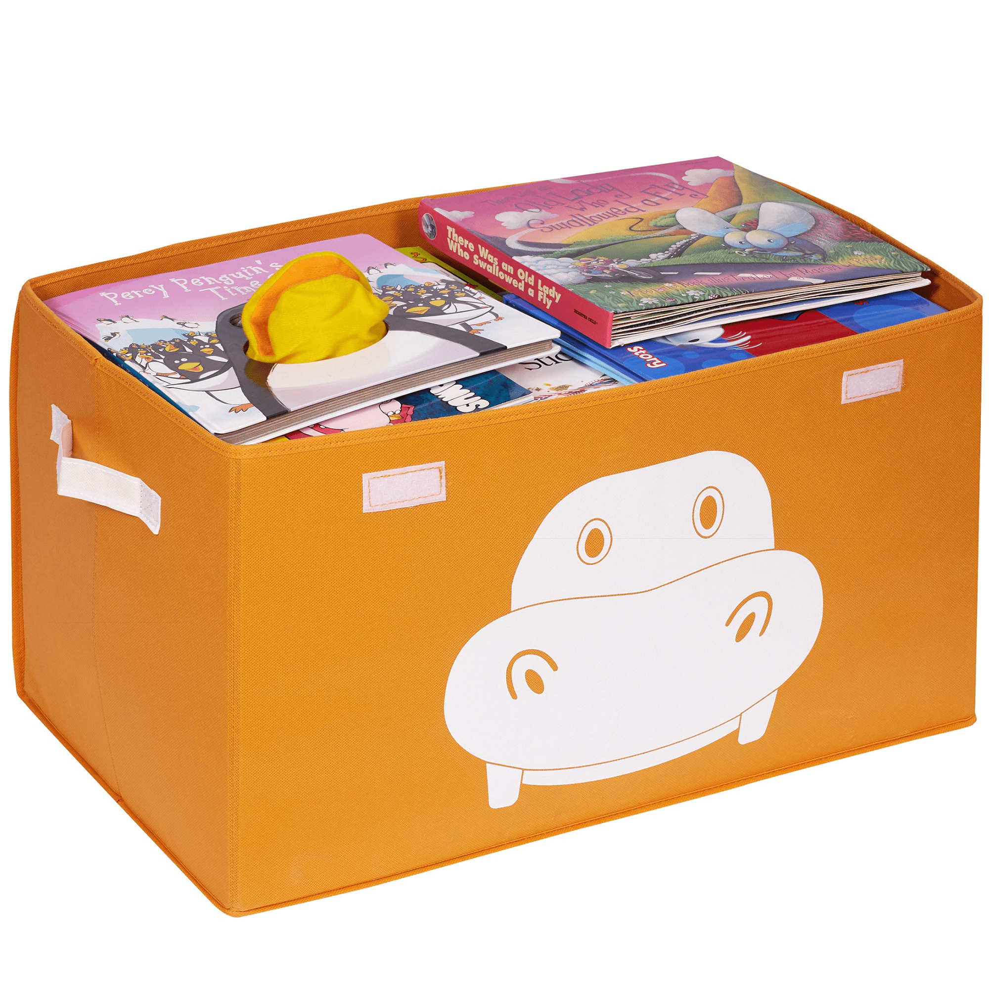 QUOKKA Hippo Toy Storage Box Orange  | 4 Set Toy Chest Organizer for Kids