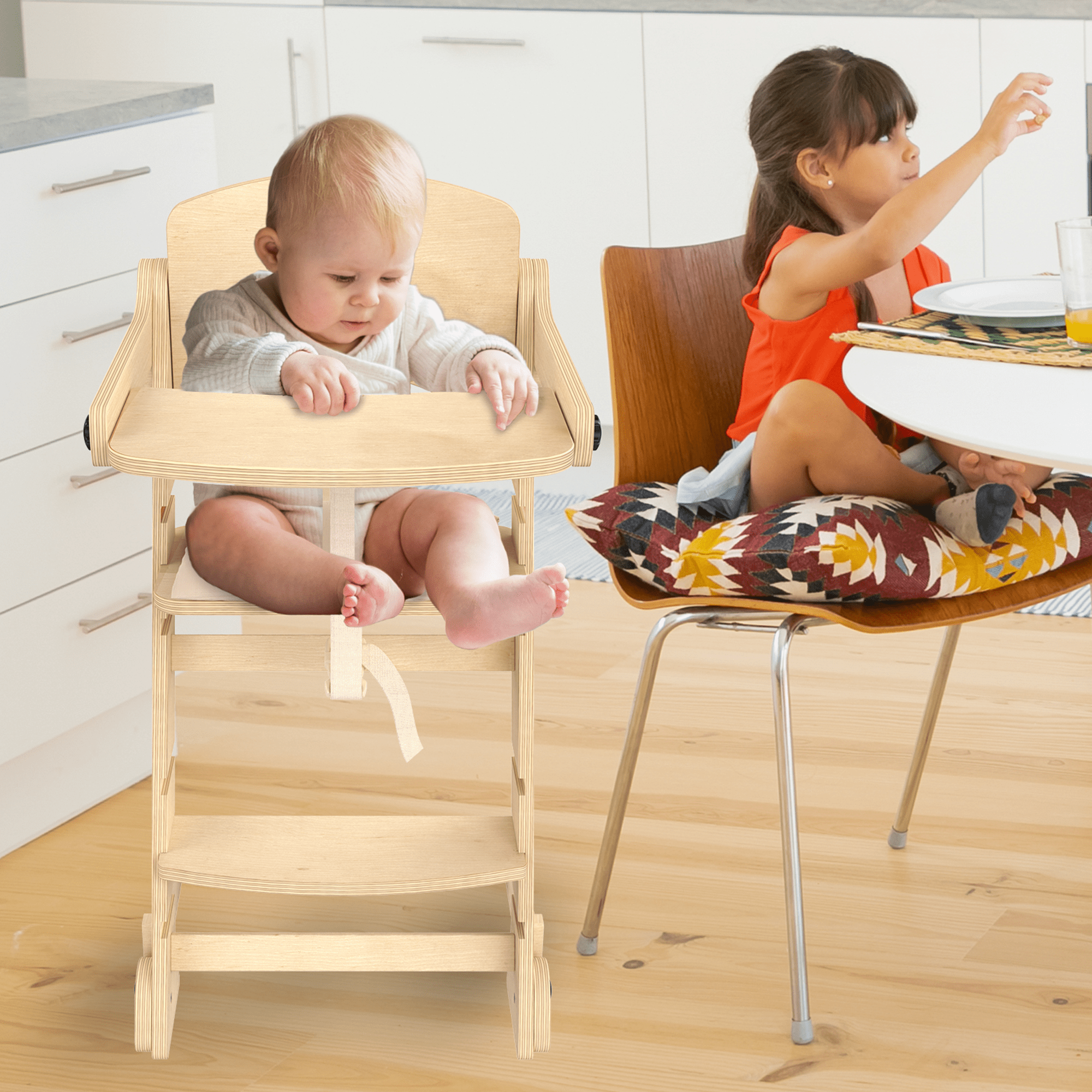 Tripp Trapp High Chair - Beige Wooden Convertible Chair for Eating by QUOKKA