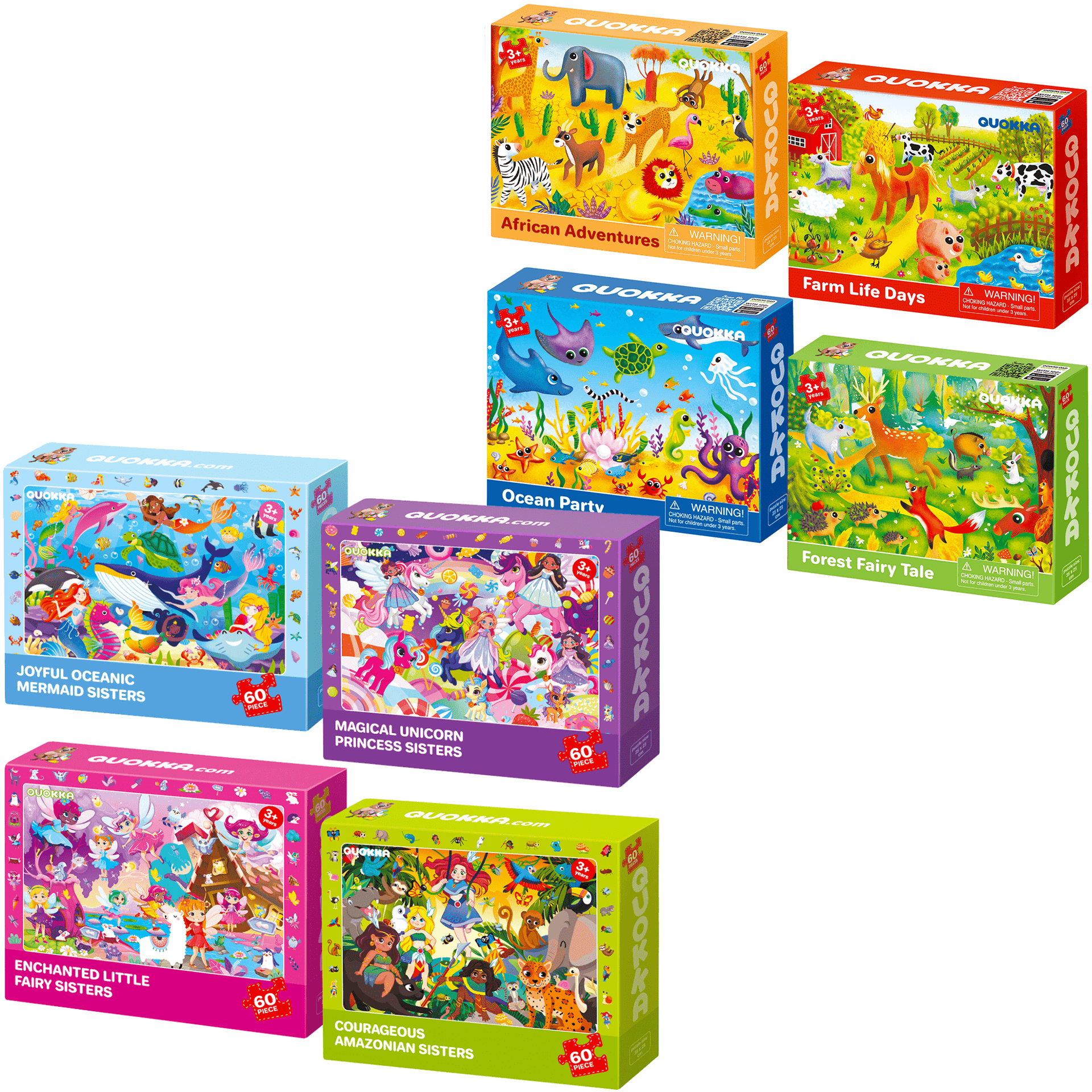 QUOLLA Bundle Set of 8 Puzzles for Kids | Animals, Amazonians