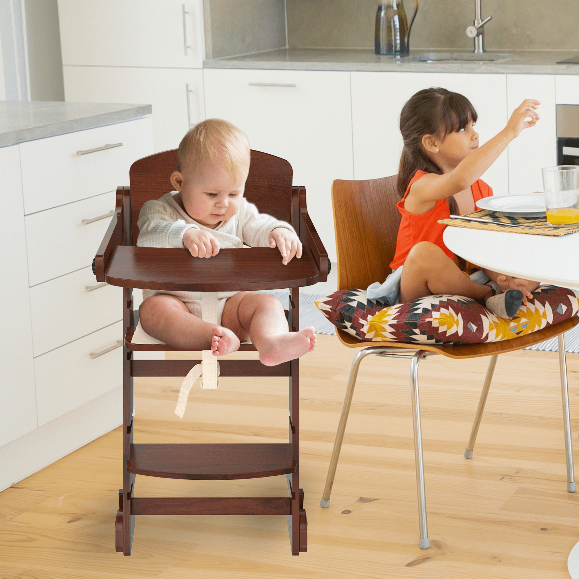 Tripp Trapp High Chair - Cherry Wooden Convertible Chair for Eating by QUOKKA