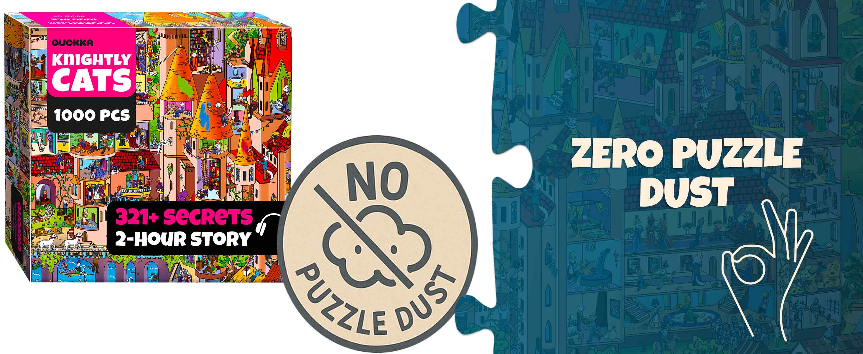 QUOKKA 1000-Pcs Cat Kingdom Puzzle | Premium Jigsaw for Adults