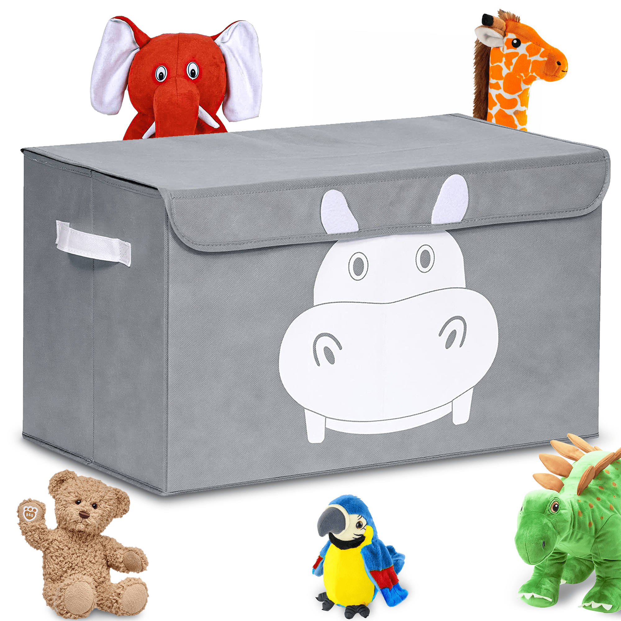 QUOKKA Hippo Toy Storage Box | 4 Set Toy Chest Organizer for Kids