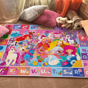 Baby Play Mat for Floor | Padded Rug with Unicorn Princess Animal