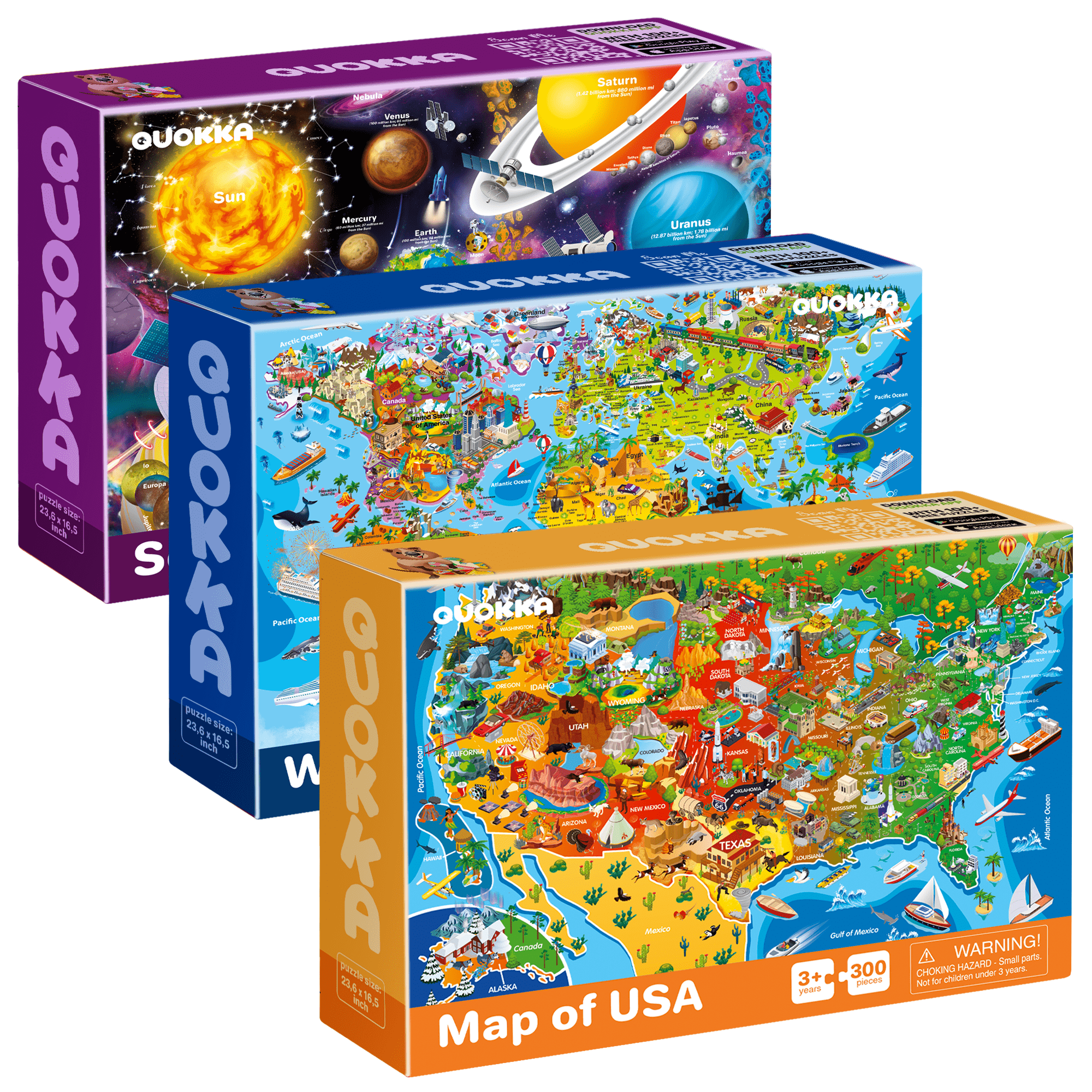 300 Piece Search & Find Floor Jigsaw Puzzles | USA and World Maps & Space