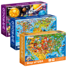 Load image into Gallery viewer, 300 Piece Search &amp; Find Floor Jigsaw Puzzles | USA and World Maps &amp; Space
