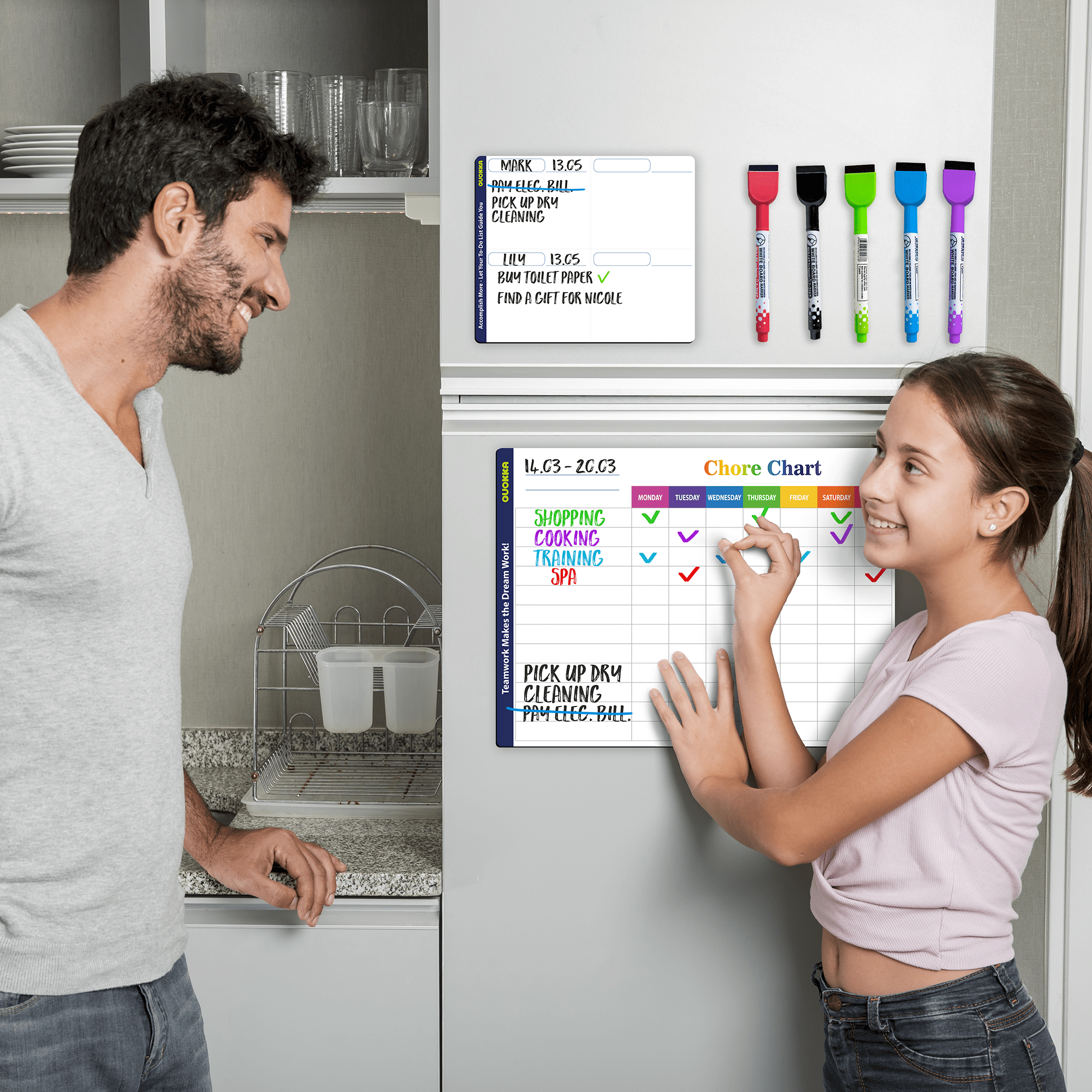 QUOKKA Magnetic Chore Chart for Adults and Multiple Kids