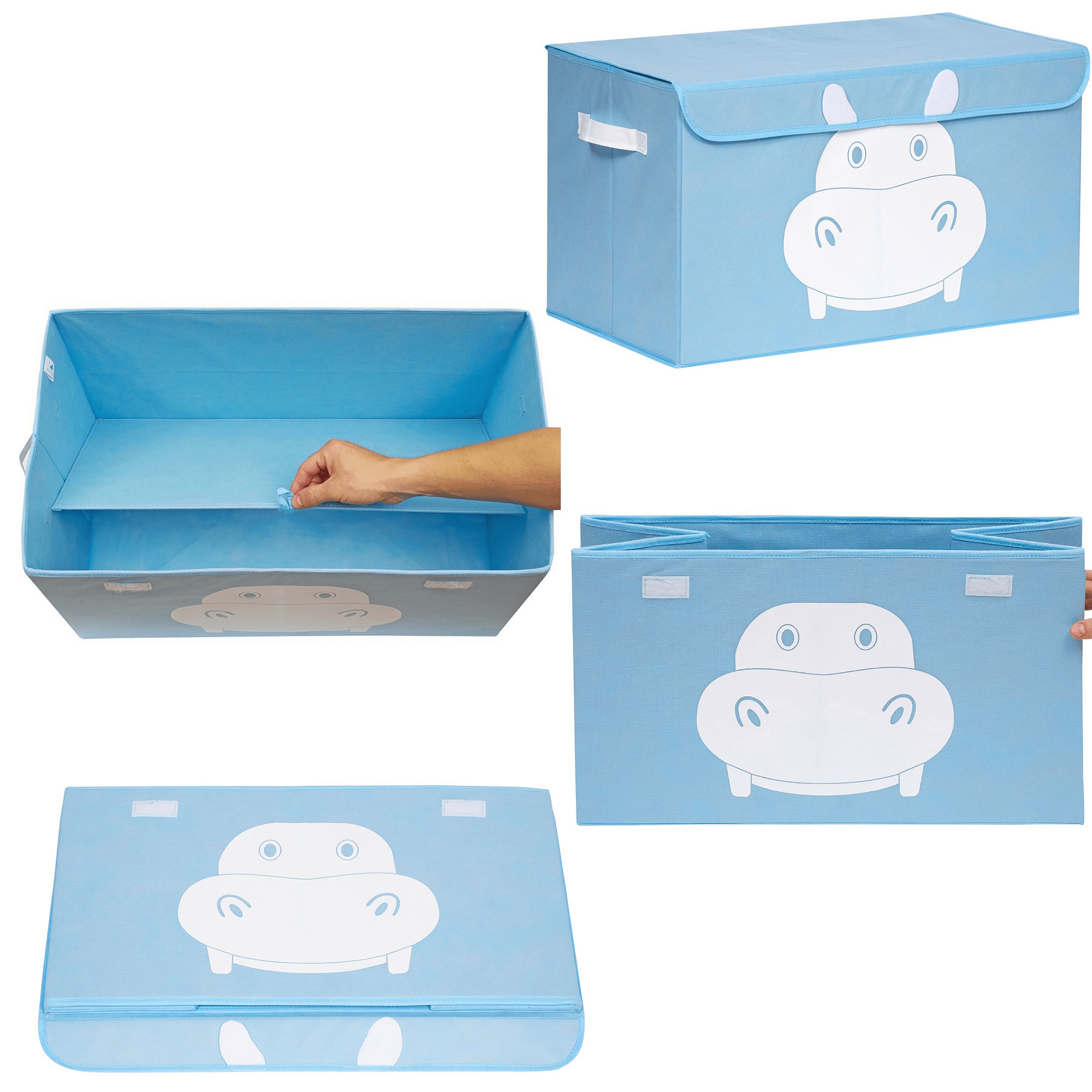 QUOKKA Hippo Toy Storage Box | Toy Chest Organizer for Kids