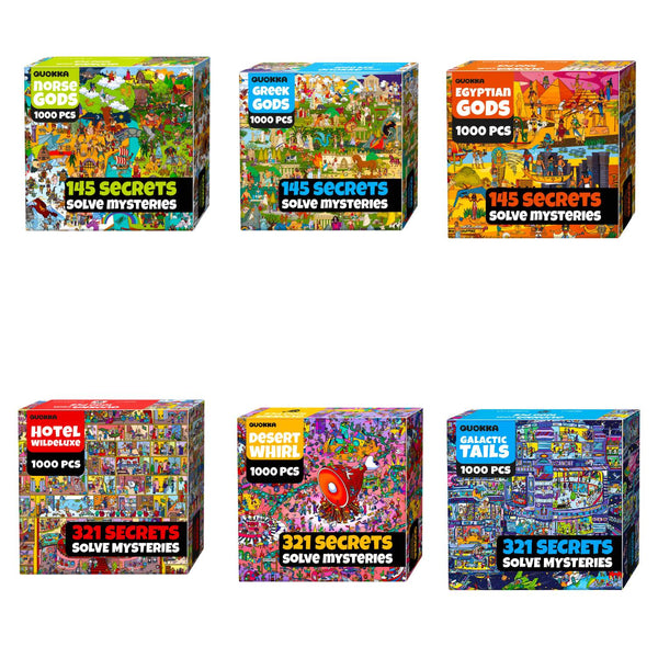 Bundle Set 6x1000 Piece Puzzle for Adults with Secret Tasks