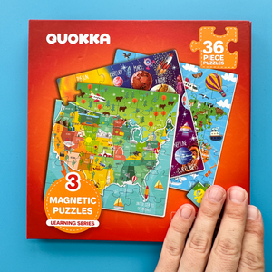 QUOKKA Magnetic Book 36 Piece Puzzles for Kids | Maps USA, World & Space