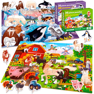 36 Piece Floor Jigsaw Puzzles for Kids | Polar, Farm & Safari Animals