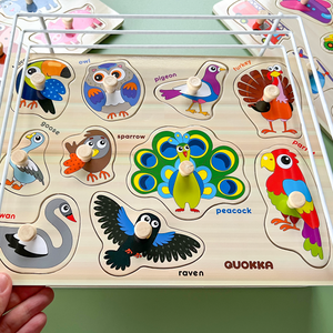 QUOKKA Wooden Puzzles for Toddlers 1-3 Alphabet, Numbers and Animals