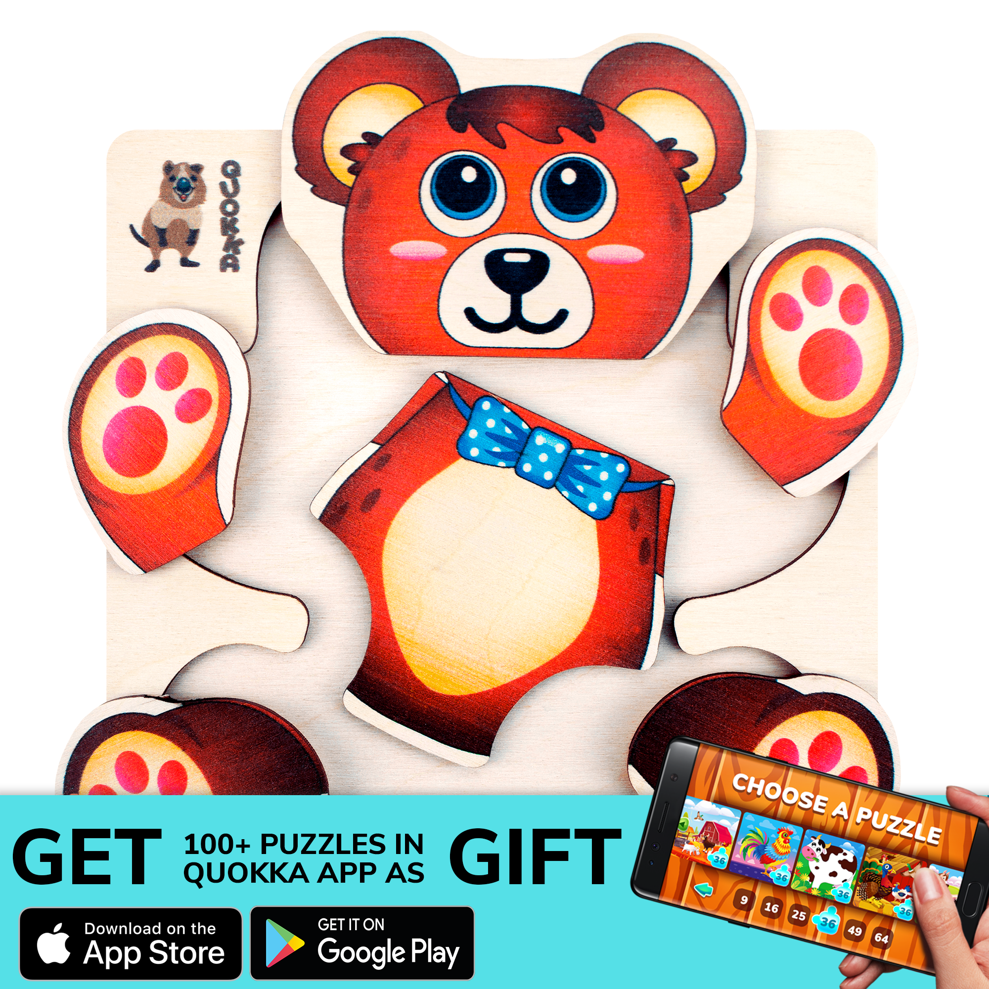 QUOKKA 10 Wooden Puzzles for Kids