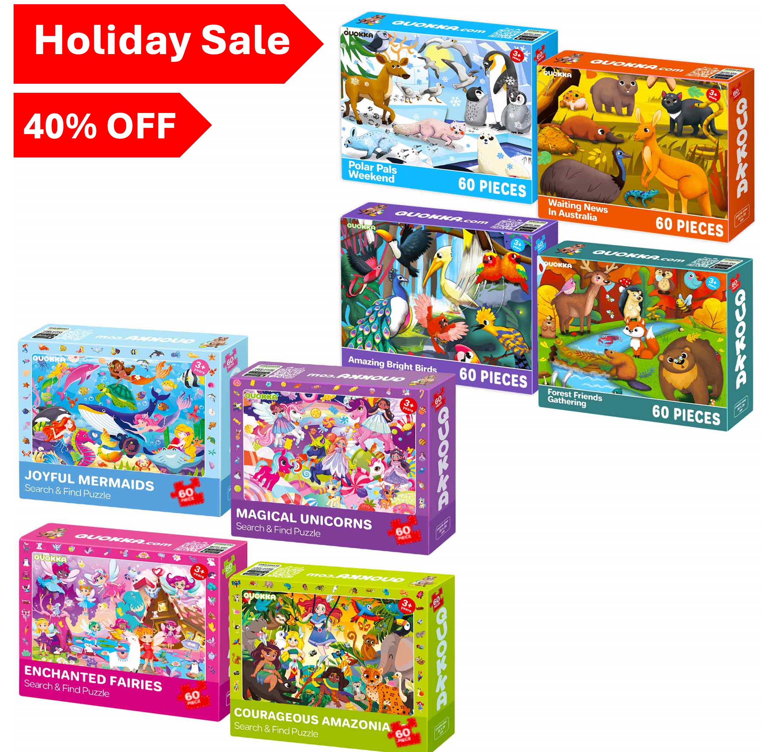 Bundle Set of 8 Puzzles for Kids | Animals, Fairy Sisters