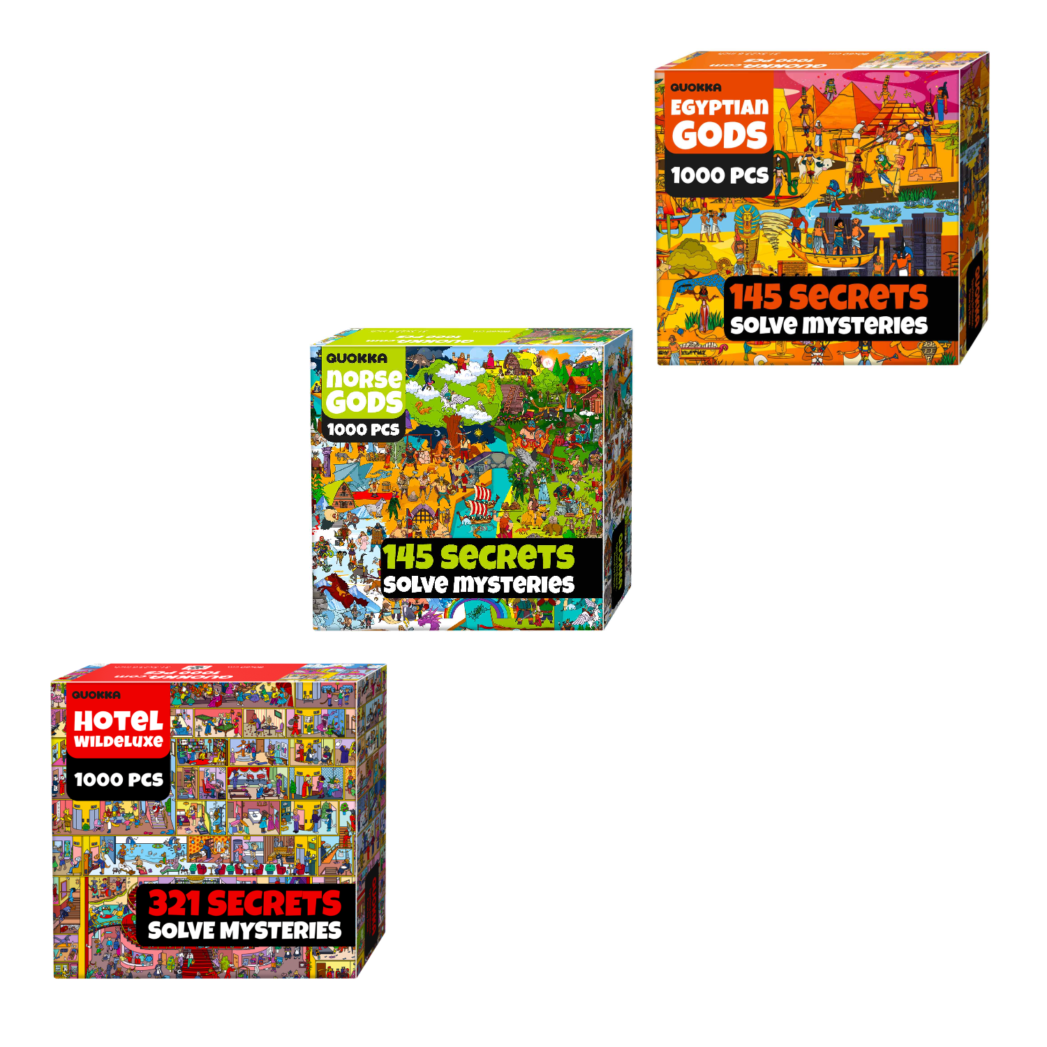 Bundle Set 3x1000 Piece Puzzle for Adults with Hidden Tasks