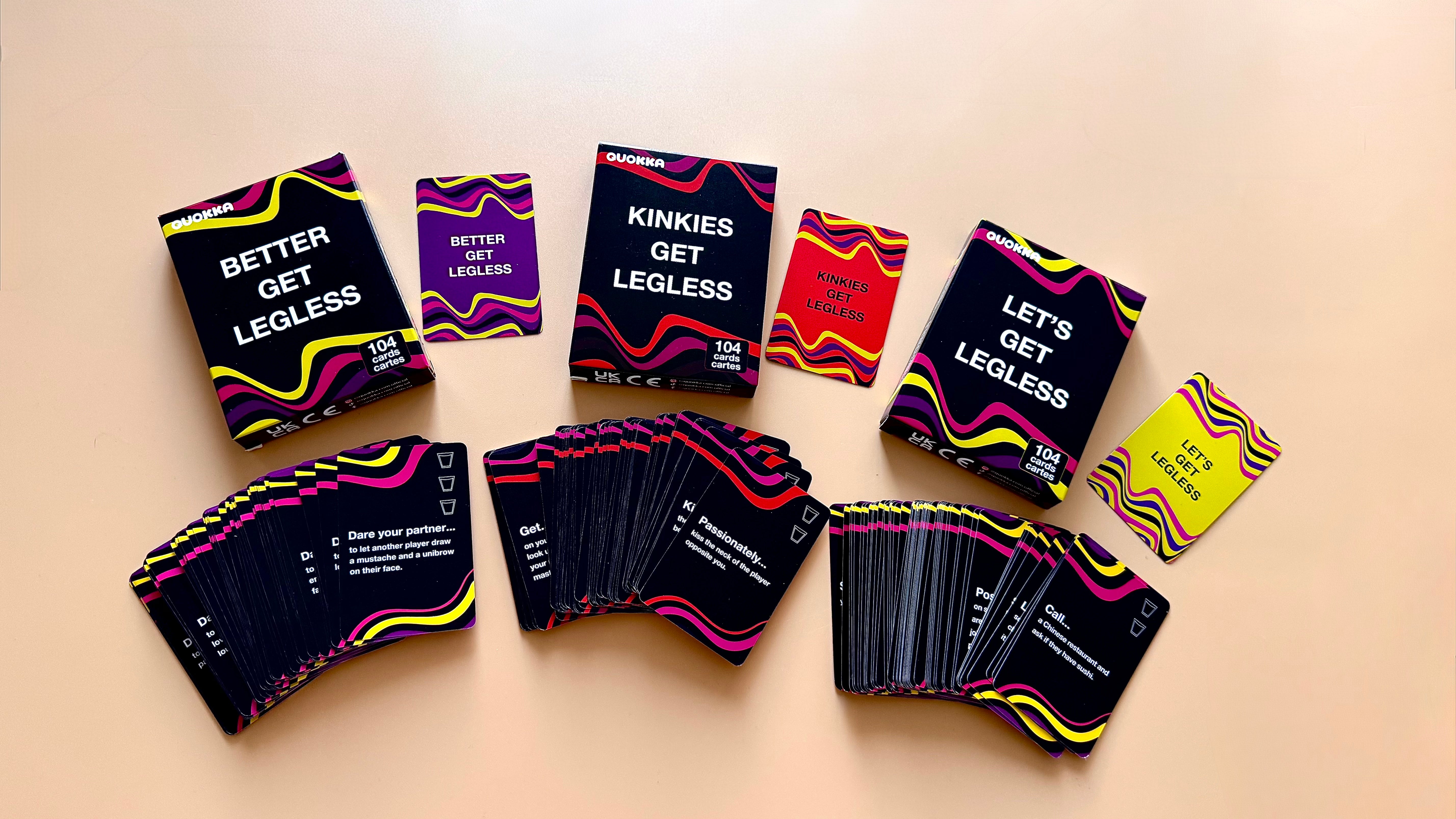 QUOKKA Kinkies Get Legless All-in Pack – 3 Adult Card Games in One Box