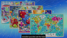 Load and play video in Gallery viewer, 48 Piece Jigsaw Wooden Puzzles | Galaxy &amp; World Map
