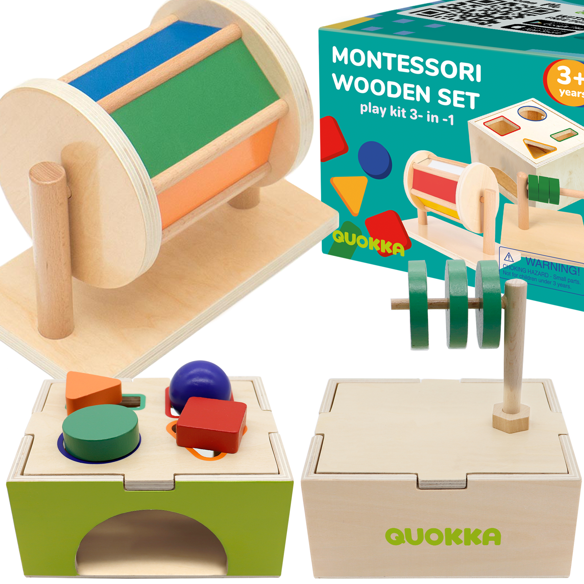 Montessori Toys | Rainbow Spinning Drum | Sorting Cube