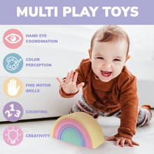 Load image into Gallery viewer, Montessori Silicone Toys for Babies | Rainbow Stacker | Cups &amp; Rings | Baby Blocks | Silicone Sensory Teething Toys
