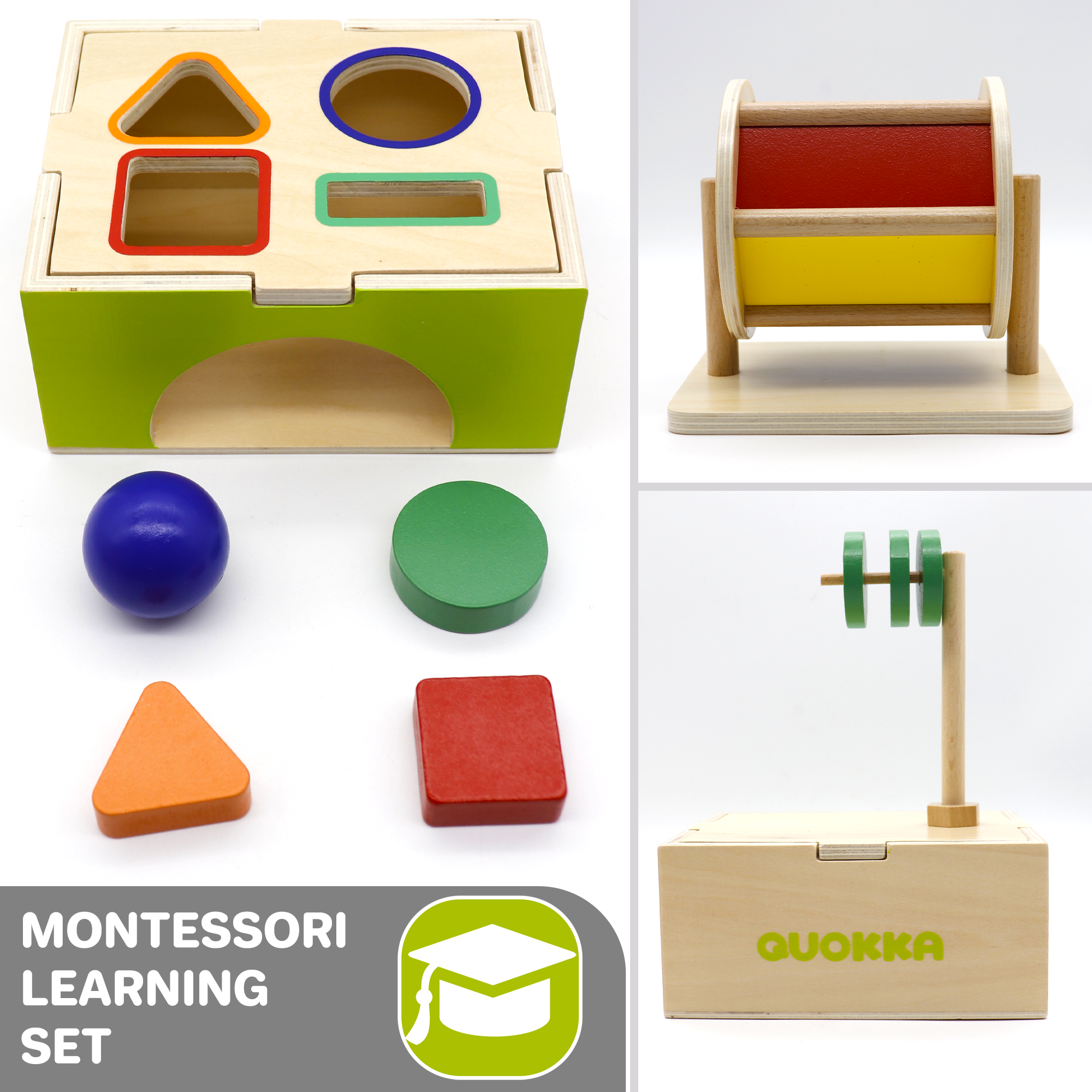 Montessori Toys | Rainbow Spinning Drum | Sorting Cube