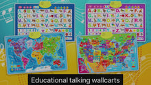 Load and play video in Gallery viewer, USA World Maps Wall Chart Poster Preschool Learning Toy | Speech Therapy Poster
