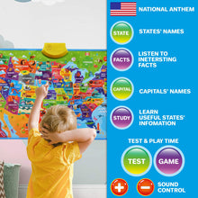 Load image into Gallery viewer, USA World Maps Wall Chart Poster Preschool Learning Toy | Speech Therapy Poster
